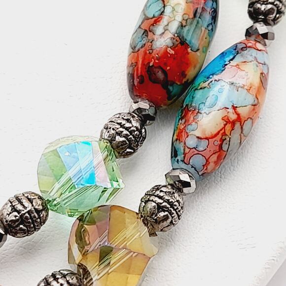 Artisan Multicolored Art Bead Crystal 40 Inch Beaded Necklace, No Clasp - Picture 5 of 15